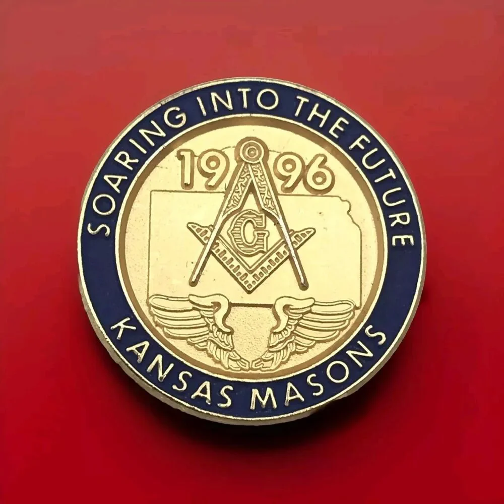 Kansas Masons Masonic Pin 1996 Vintage Kansas State Outline Collectible